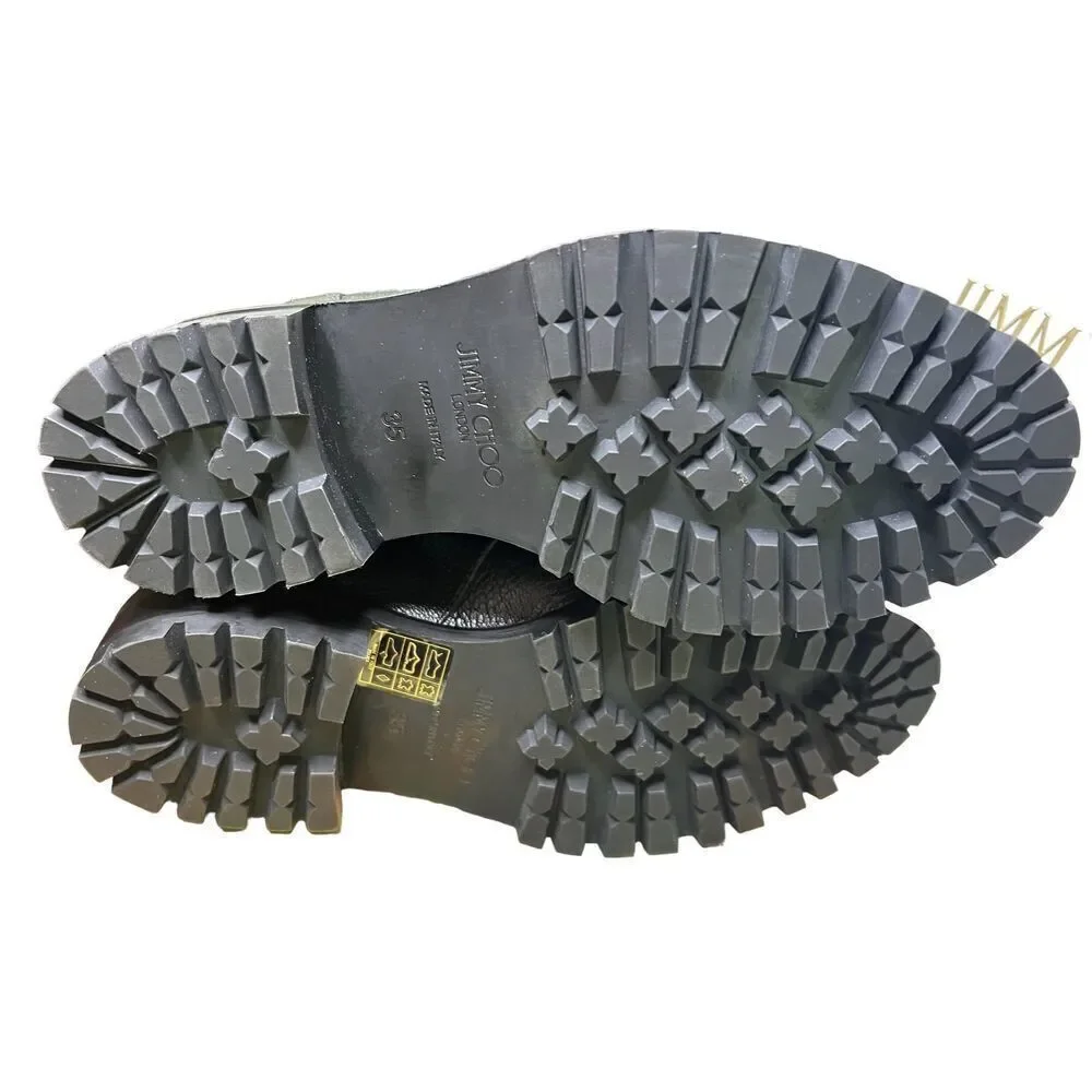 Jimmy Choo Black Leather Cruz Combat Boots NWB Size 35 - Picture 7 of 12